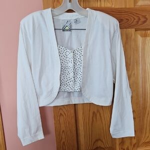 Morgan Sport White Crop Cardigan with Polka Dot Top